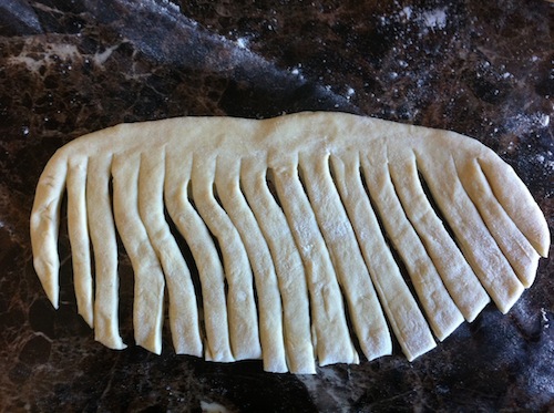 dough shaped into beard