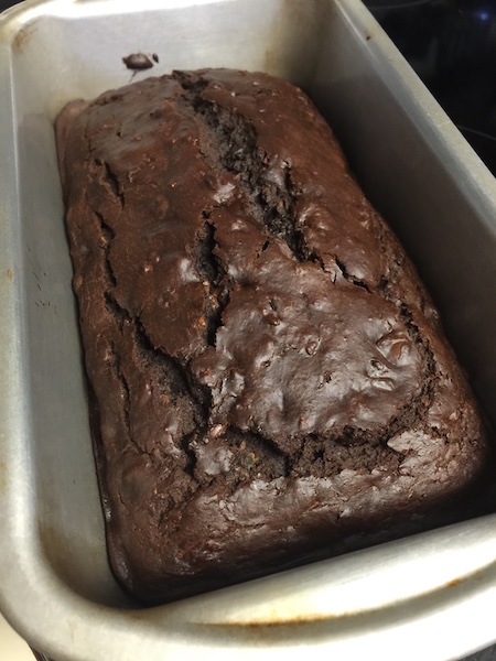 chocolate chip zucchini bread in loaf pan