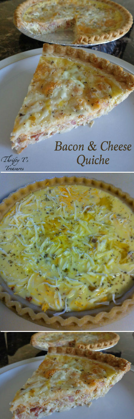 This Bacon and Cheese Quiche is not only fabulous for breakfast but is an easy dinner recipe too! Not only is it a super simple to make but it’s also versatile and you can use your favorite meat!
