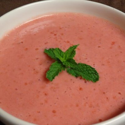 bowl of chilled strawberry soup