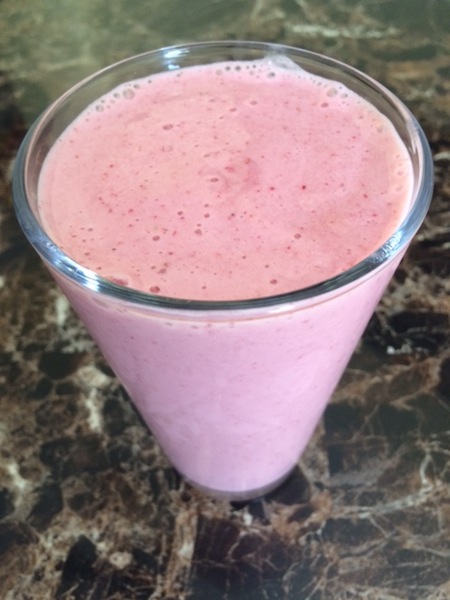 Strawberry Dreamsicle Shake in a clear glass