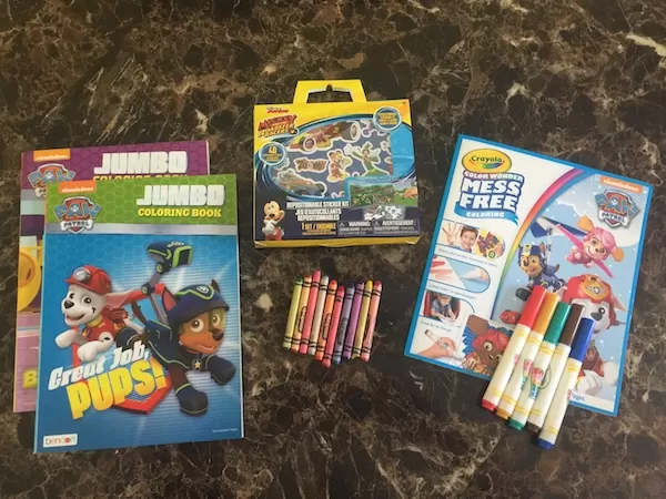 Keeping a child entertained in the car for a few hours can be a daunting task, especially when you don't want them to watch movies the entire time. And that, my friend, is why I put together this list of screen free road trip activities for preschoolers. The items on this list saved my sanity on our recent 9 hour road trip! 2 coloring books, crayons, mess-free crayons coloring book with markers, and Mickey Mouse sticker kit