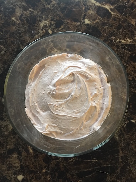 cream cheese mixture in trifle bowl