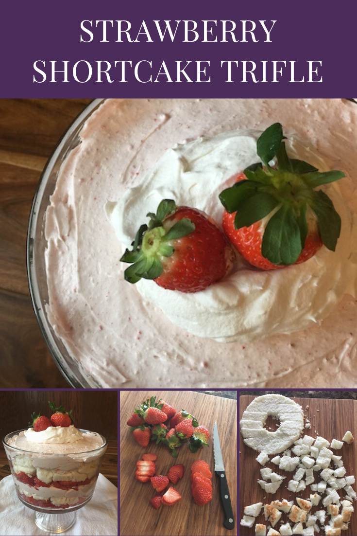 This homemade Strawberry Shortcake Trifle is absolutely delicious and you'll love how easy the no bake recipe is to make. Angel food cake layered with fresh strawberries and a cream cheese, whipped topping and strawberry mixture. It's simply the best and is sure to melt in your mouth at first bite!
