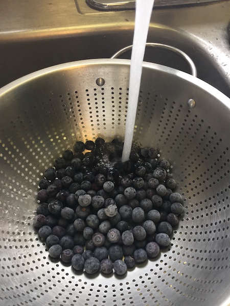 blueberries in colander