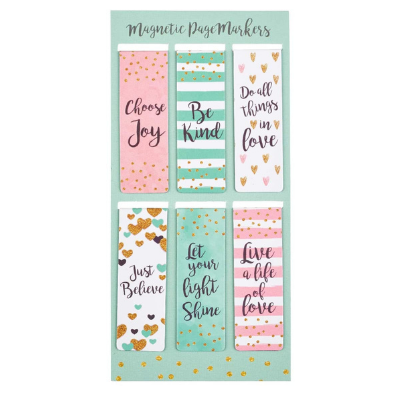 pastel magnetic bookmarks with inspirational sayings