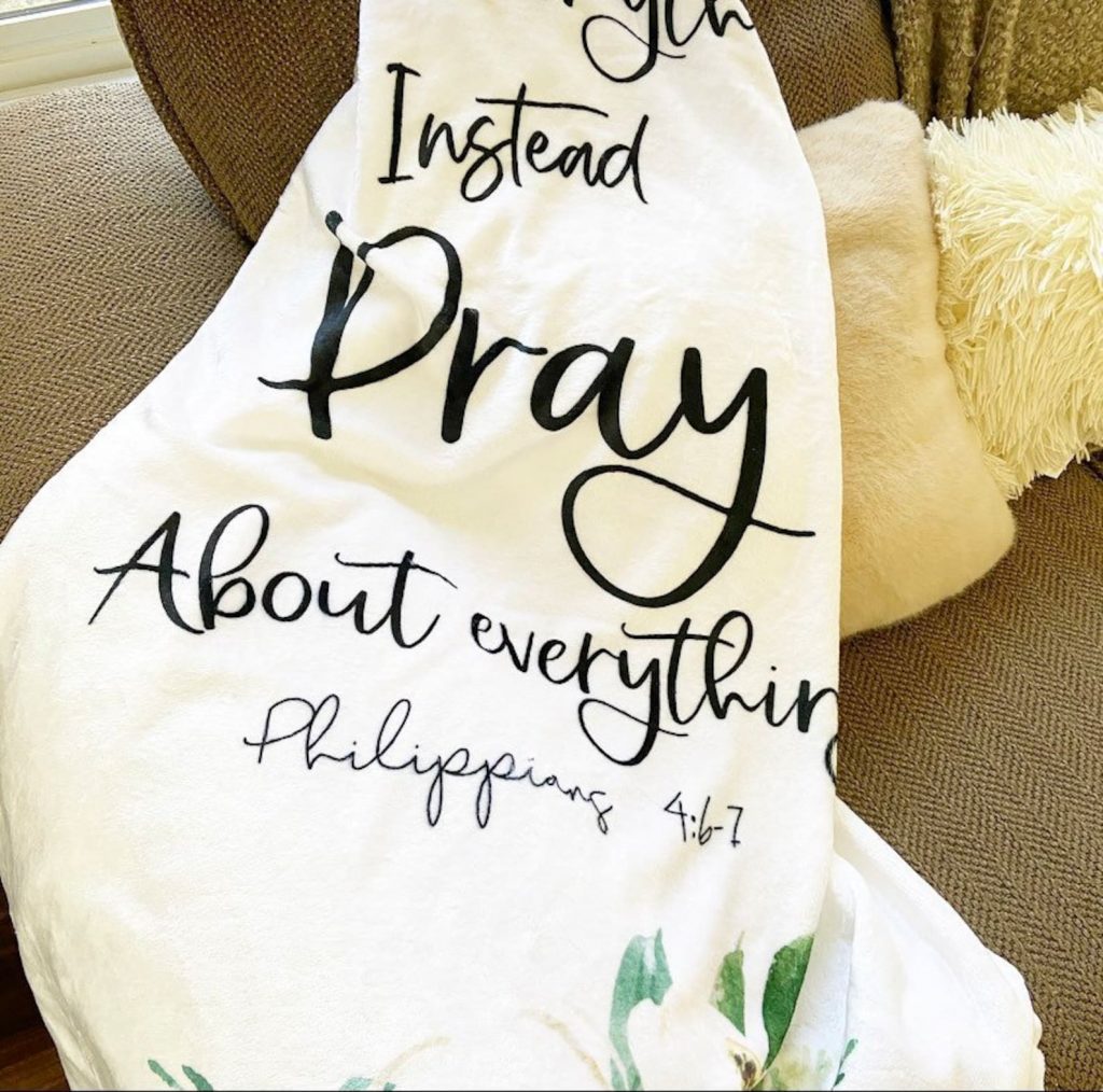 Philippians 4 6-7 throw blanket