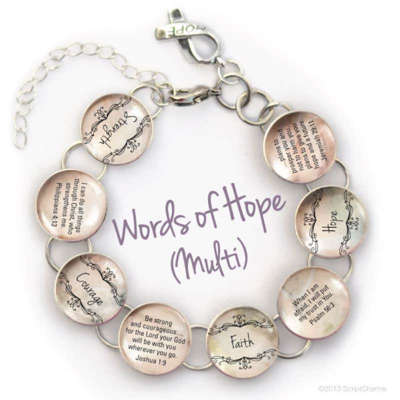 charm bracelet with words of hope