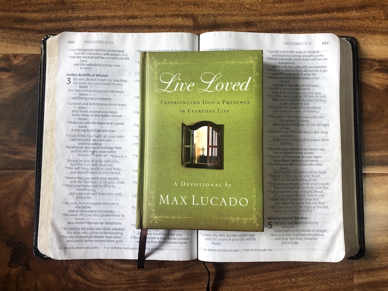 live loved devotional on top of open bible