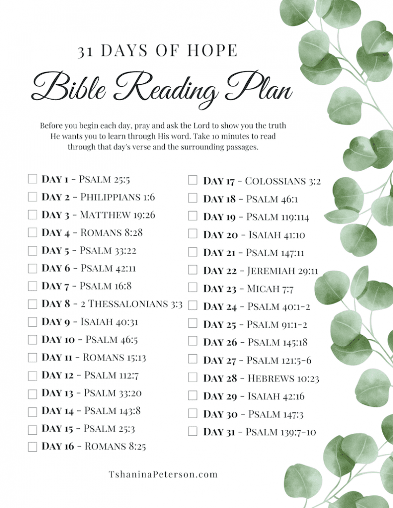 Hope Reading Plan - Tshanina Peterson