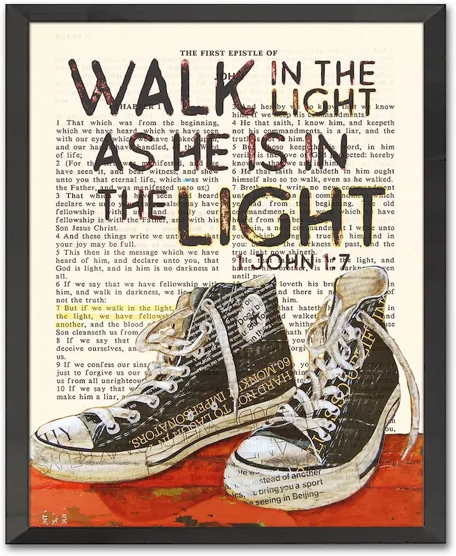 Walk in the Light as He is in the Light wall art – Christian room decor for teen guy