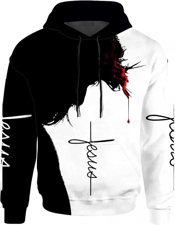 Jesus silhouette sweatshirt with bowed head and Jesus text – Christian clothing for teen boys