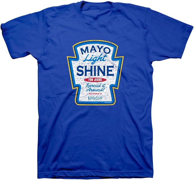 Mayo Light Shine for Jesus Spread It Around T-shirt with Matthew 5:16 reference – funny Christian clothing for teen boys