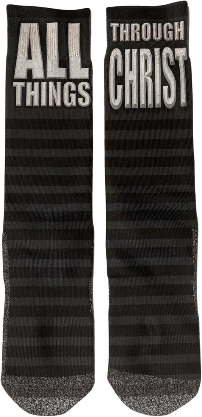 Philippians 4:13 socks with All Things Through Christ design – Christian gift for teen boys