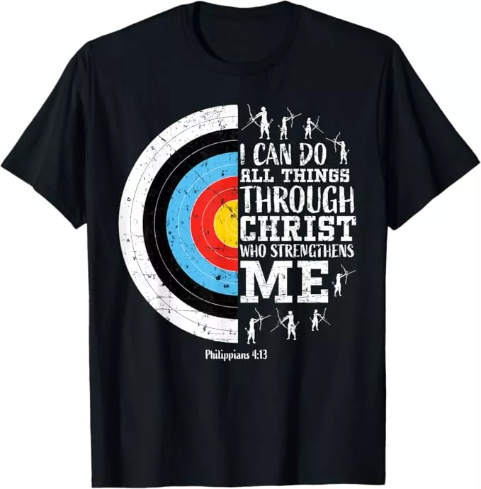 Archery Philippians 4:13 sports tee Christian athletic apparel for teen boys