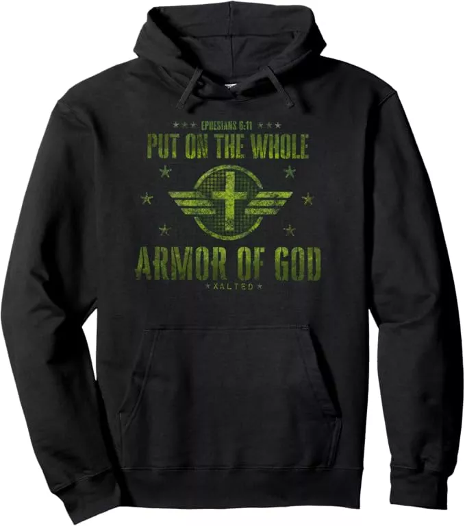 Armor of God hoodie with Ephesians 6:11 verse – Christian clothing for teen boys