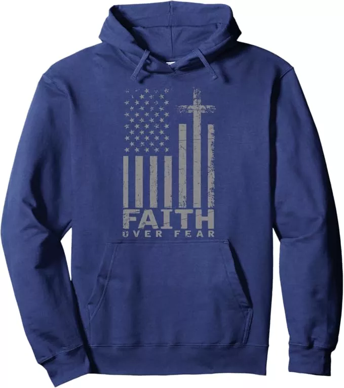 Faith Over Fear patriotic hoodie – Christian apparel for teen boys