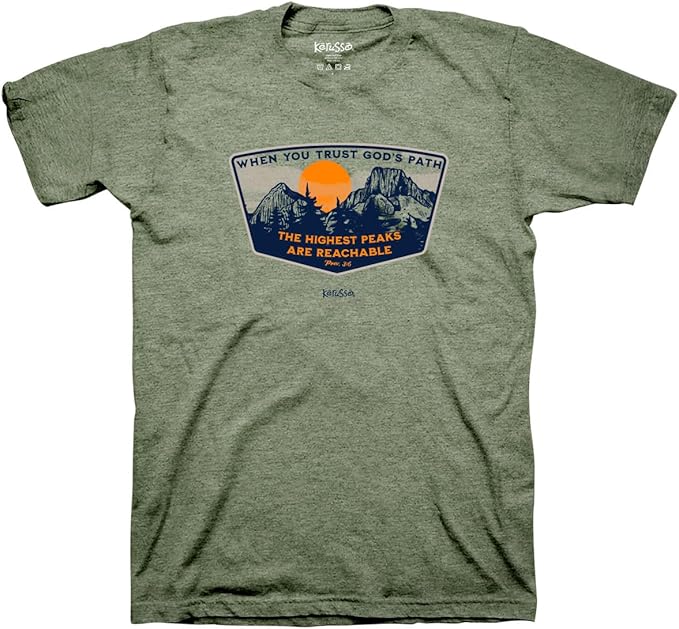 When you trust God’s path the highest peaks are reachable mountain T-shirt – Christian clothing for teen boys