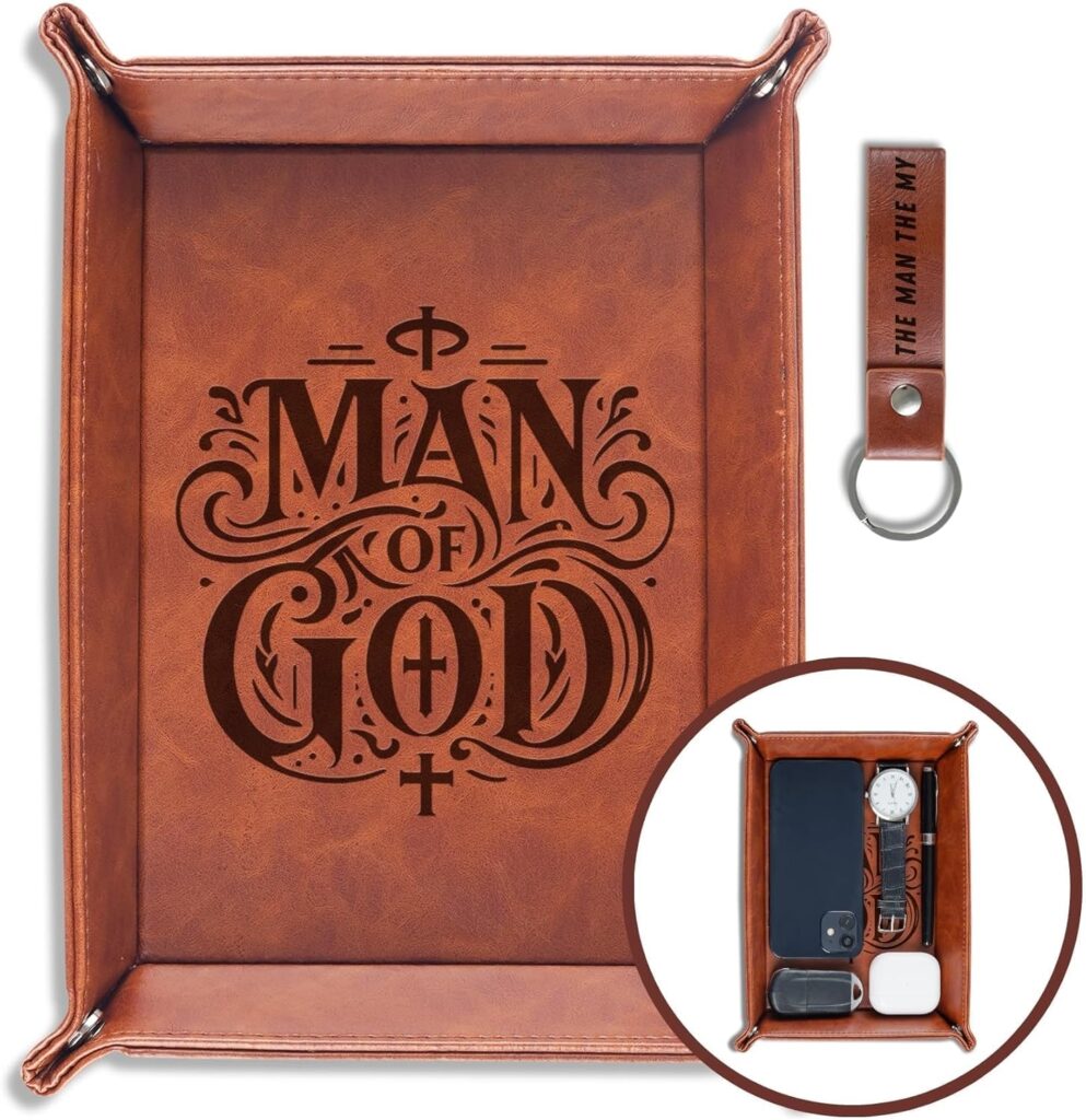 Man of God desk organizer tray – Christian gift for teen boys