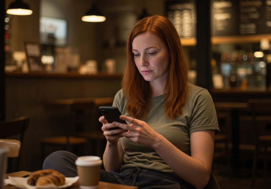 Christian woman scrolling through social media alone, feeling discouraged as comparison steals her peace and distracts her from God's purpose.