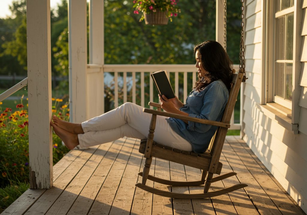 Christian woman resting peacefully with a Bible, embracing her identity in Christ without needing to measure up to others.