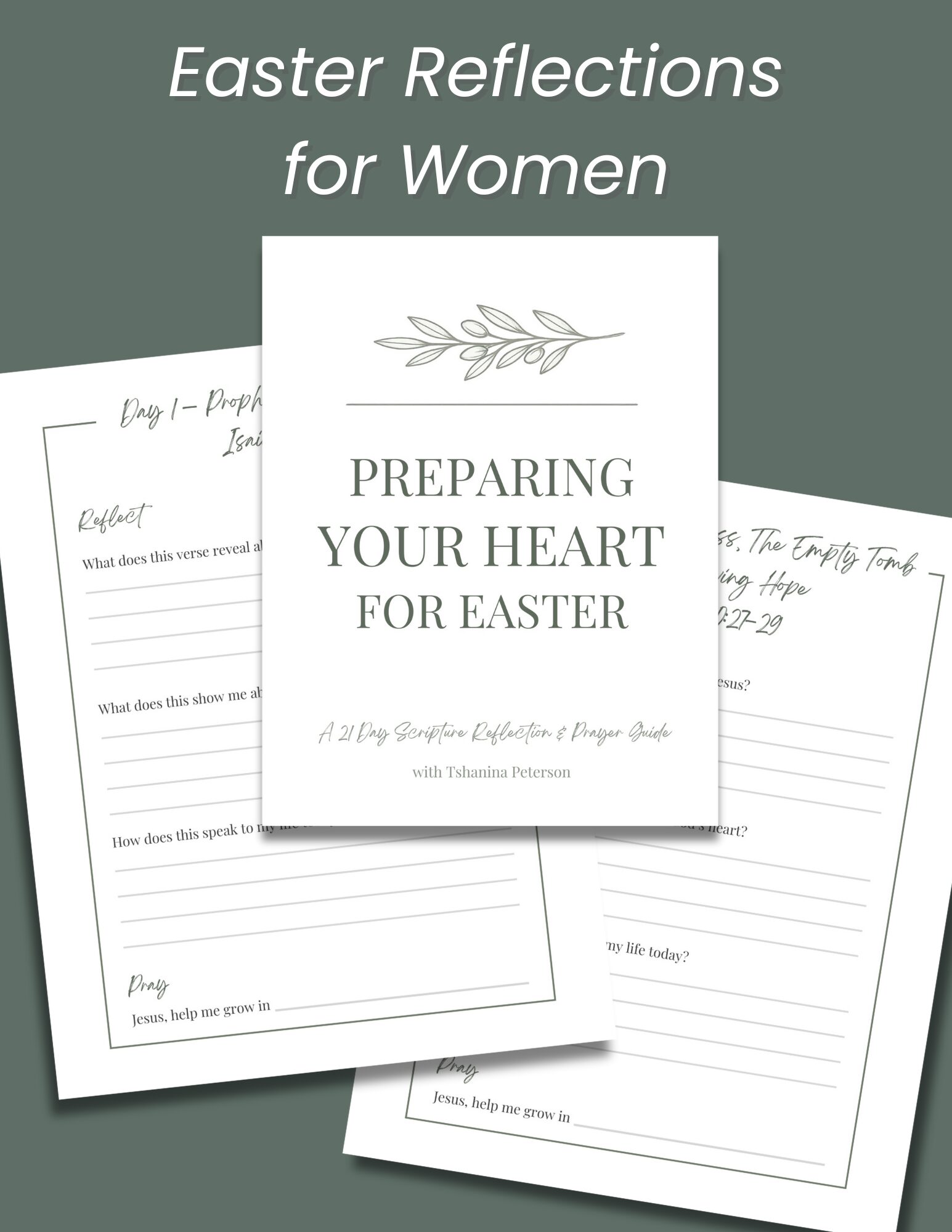 preparing your heart for easter hero Easter Scripture reflection printable for women titled “Preparing Your Heart for Easter” displayed on a dark green background